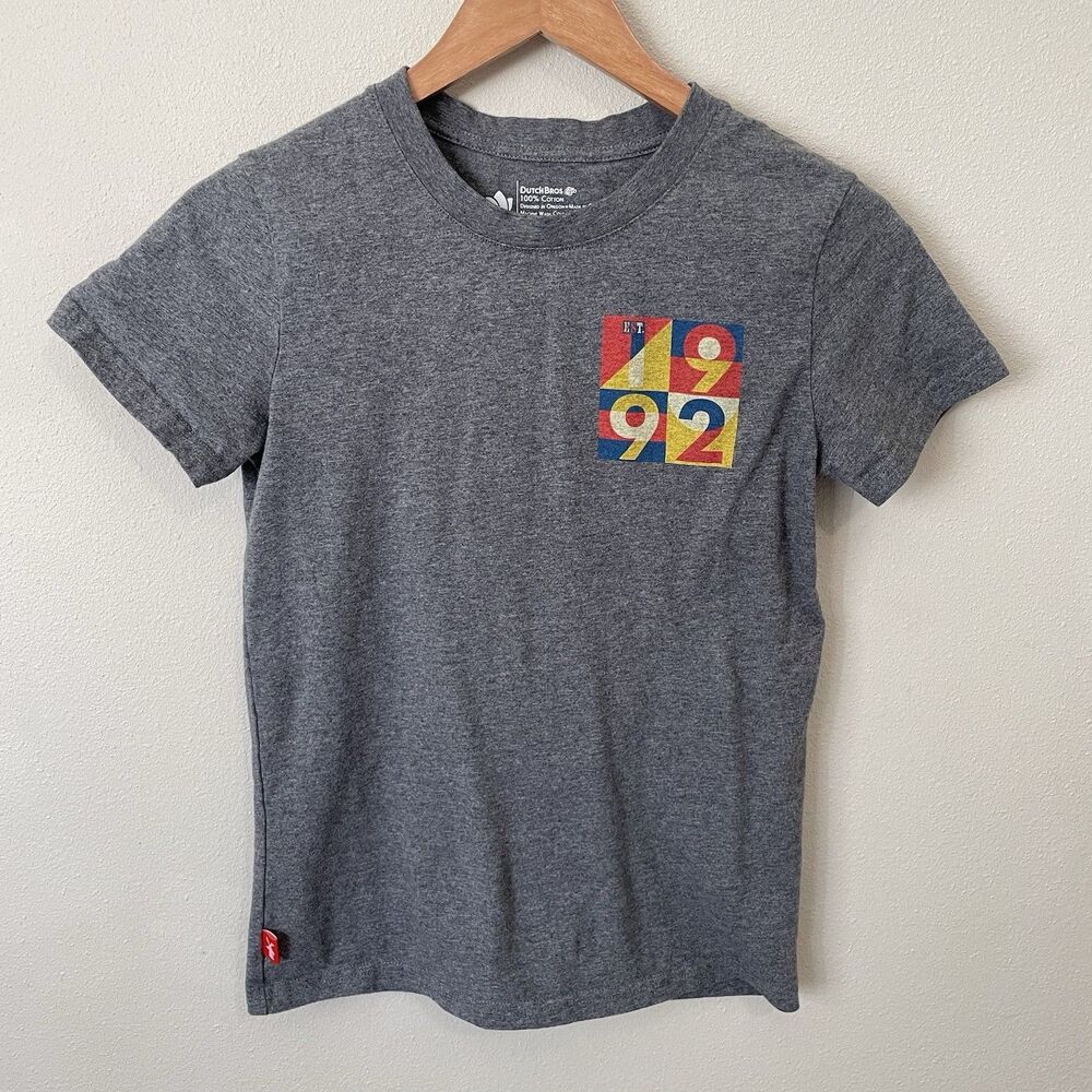 Dutch Bros Coffee Shirt Womens S Gray EST 1992 Graphic Tee Short Sleeve Crewneck